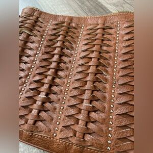 Antik Kraft steampunk goth Western studded woven zippered pouch crossbody bag